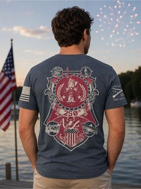 Grunt Style Midnight Navy S/S Graphic 250th Independence Tee. M. New 4th of July